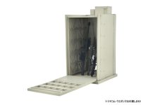 【ロボプラモ用に】1/144 ジオコム「擬装ビル」各種 予約開始、建物内側に装着可能なガンラック付属の画像