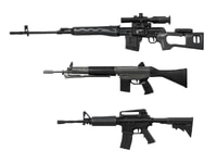 【可動フィギュア用に】1/12 リアリスティックウエポンシリーズ「リアリスティックライフル(3種各2丁入り)ガンメタリックコーティングVer. 」プラモデル【再販決定】の画像