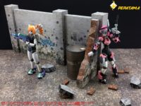 【可動フィギュア用に】ペーパージオラマ「壁セットA モルタル煉瓦」「SFベースA」【予約開始】の画像